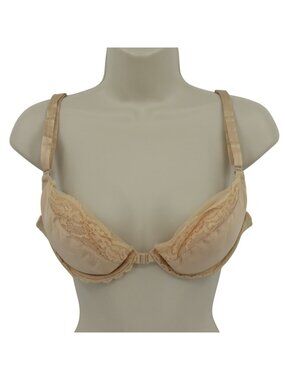VTG Jezebel Renee of Hollywood 36B Beige Front Cloure Underwire Padded Bra Nylon
